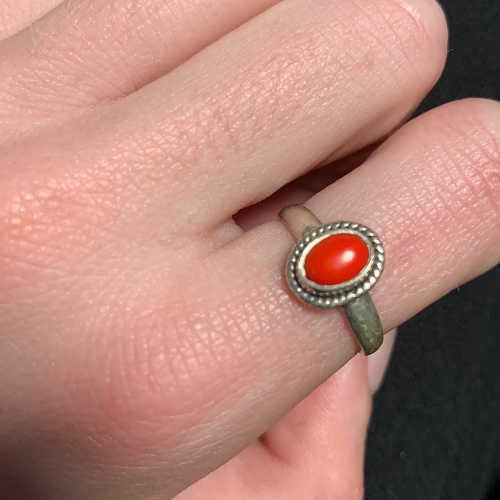 Sterling silver ring with red stone